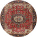 Round Traditional Saffron Red Persian Rug, tr2701