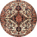 Round Traditional Sandy Brown Persian Rug, tr2702