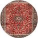 Square Machine Washable Traditional Tomato Red Rug, wshtr2703