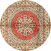 Square Machine Washable Traditional Chestnut Red Rug, wshtr2704