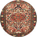 Round Traditional Saffron Red Persian Rug, tr2705