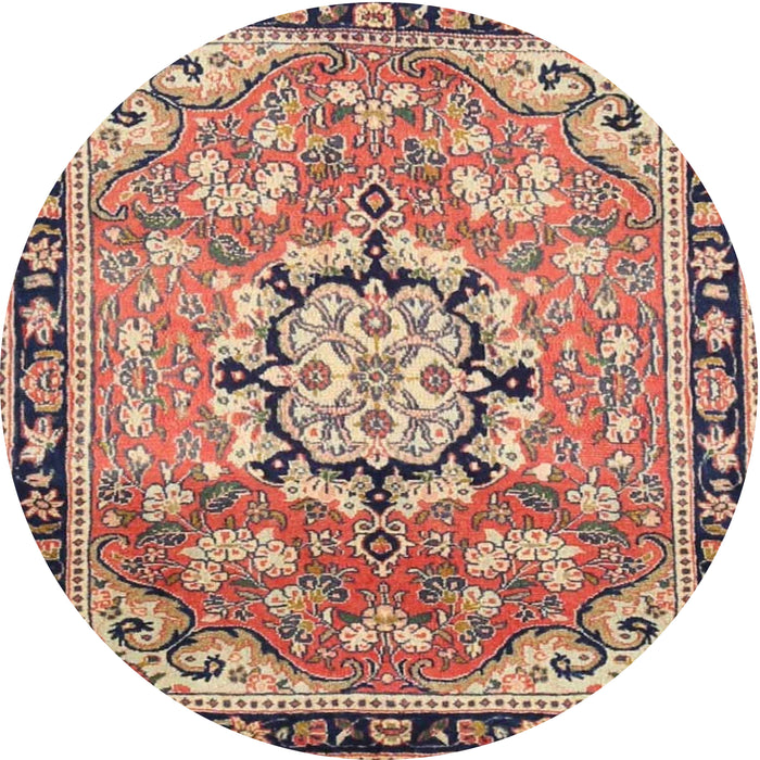 Round Traditional Chestnut Brown Persian Rug, tr2706