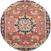 Round Traditional Chestnut Brown Persian Rug, tr2706