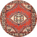 Round Traditional Light Copper Gold Persian Rug, tr2707