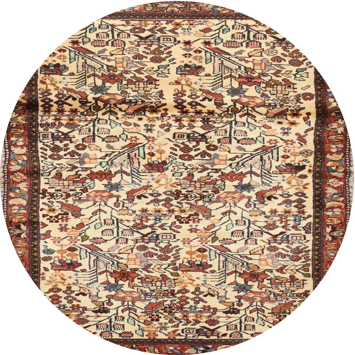 Round Traditional Dark Sienna Brown Persian Rug, tr2708