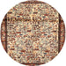 Round Traditional Dark Sienna Brown Persian Rug, tr2708
