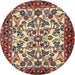 Round Traditional Brown Red Animal Rug, tr2709