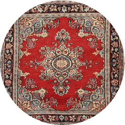 Square Machine Washable Traditional Tomato Red Rug, wshtr2710