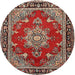 Square Machine Washable Traditional Tomato Red Rug, wshtr2710