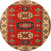 Round Traditional Bronze Brown Geometric Rug, tr2714