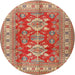 Round Traditional Red Geometric Rug, tr2715