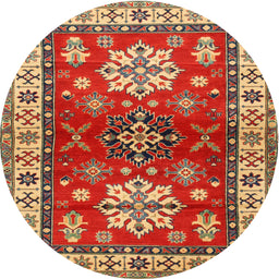 Round Traditional Metallic Gold Geometric Rug, tr2718