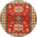 Round Traditional Metallic Gold Geometric Rug, tr2718