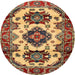 Round Traditional Fire Brick Red Geometric Rug, tr2719