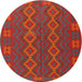 Round Traditional Chestnut Brown Southwestern Rug, tr2727