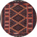 Round Traditional Chestnut Brown Southwestern Rug, tr2729