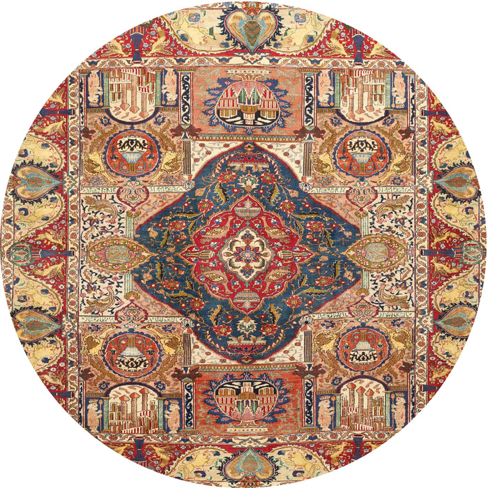 Round Traditional Sandy Brown Animal Rug, tr272