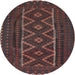 Round Traditional Rosy Purple Southwestern Rug, tr2730