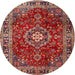 Round Traditional Orange Salmon Pink Persian Rug, tr2732