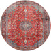 Square Machine Washable Traditional Red Rug, wshtr2737