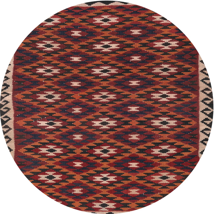 Square Machine Washable Traditional Saffron Red Rug, wshtr2738