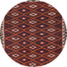 Round Traditional Saffron Red Persian Rug, tr2738