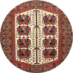 Square Machine Washable Traditional Saffron Red Rug, wshtr273