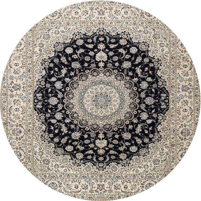Round Traditional Gray Medallion Rug, tr2747