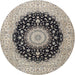 Round Traditional Gray Medallion Rug, tr2747