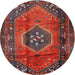 Round Traditional Red Persian Rug, tr2749