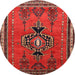 Round Traditional Sienna Brown Persian Rug, tr274