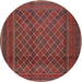 Round Traditional Chestnut Brown Persian Rug, tr2750