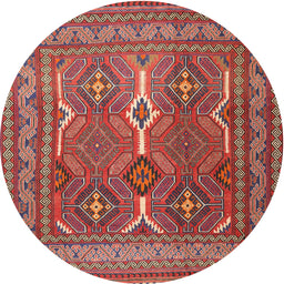 Round Traditional Orange Salmon Pink Persian Rug, tr2751
