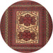 Round Traditional Red Persian Rug, tr2752