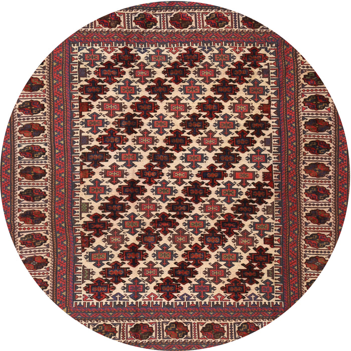 Round Traditional Saffron Red Persian Rug, tr2753