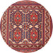 Round Traditional Orange Salmon Pink Persian Rug, tr2755