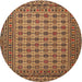 Round Traditional Yellow Southwestern Rug, tr2758