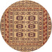 Round Traditional Brown Red Southwestern Rug, tr2759