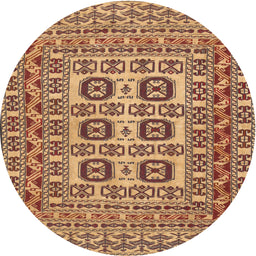 Square Machine Washable Traditional Brown Red Rug, wshtr2759