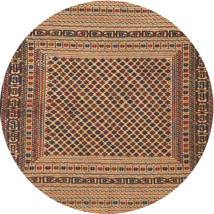 Round Traditional Sand Brown Southwestern Rug, tr2760