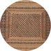 Square Machine Washable Traditional Sand Brown Rug, wshtr2760