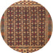 Round Traditional Brown Southwestern Rug, tr2761