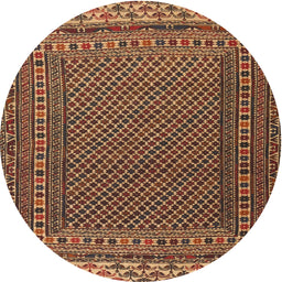 Round Traditional Bronze Brown Southwestern Rug, tr2762
