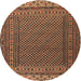 Round Traditional Bronze Brown Southwestern Rug, tr2762