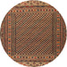 Square Machine Washable Traditional Bronze Brown Rug, wshtr2762