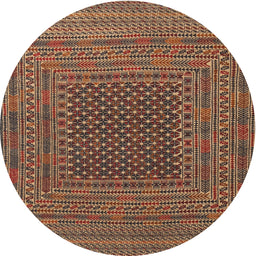 Round Traditional Brown Southwestern Rug, tr2763