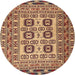 Square Machine Washable Traditional Brown Red Rug, wshtr2764