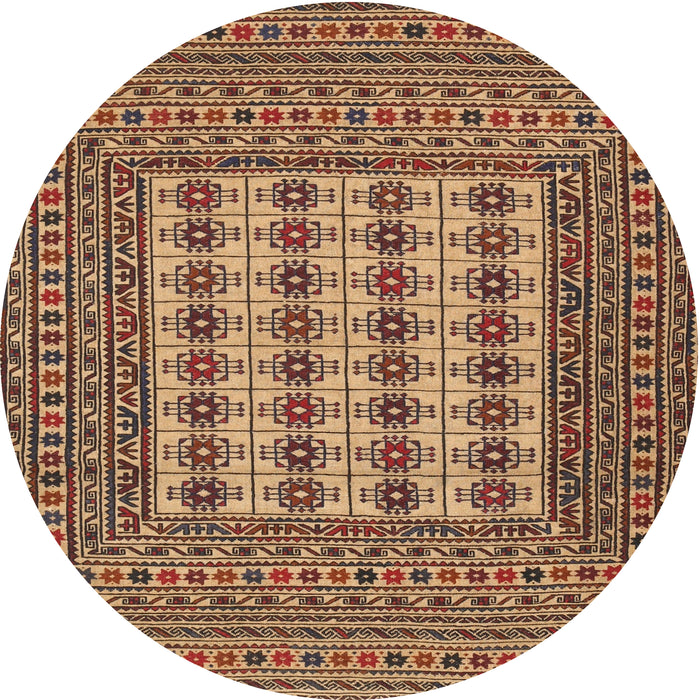 Round Traditional Sand Brown Persian Rug, tr2765