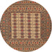 Round Traditional Sand Brown Persian Rug, tr2765