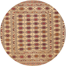 Round Traditional Yellow Orange Persian Rug, tr2766